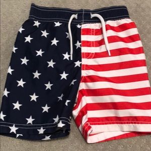 Boys American Flag Swim Trunks